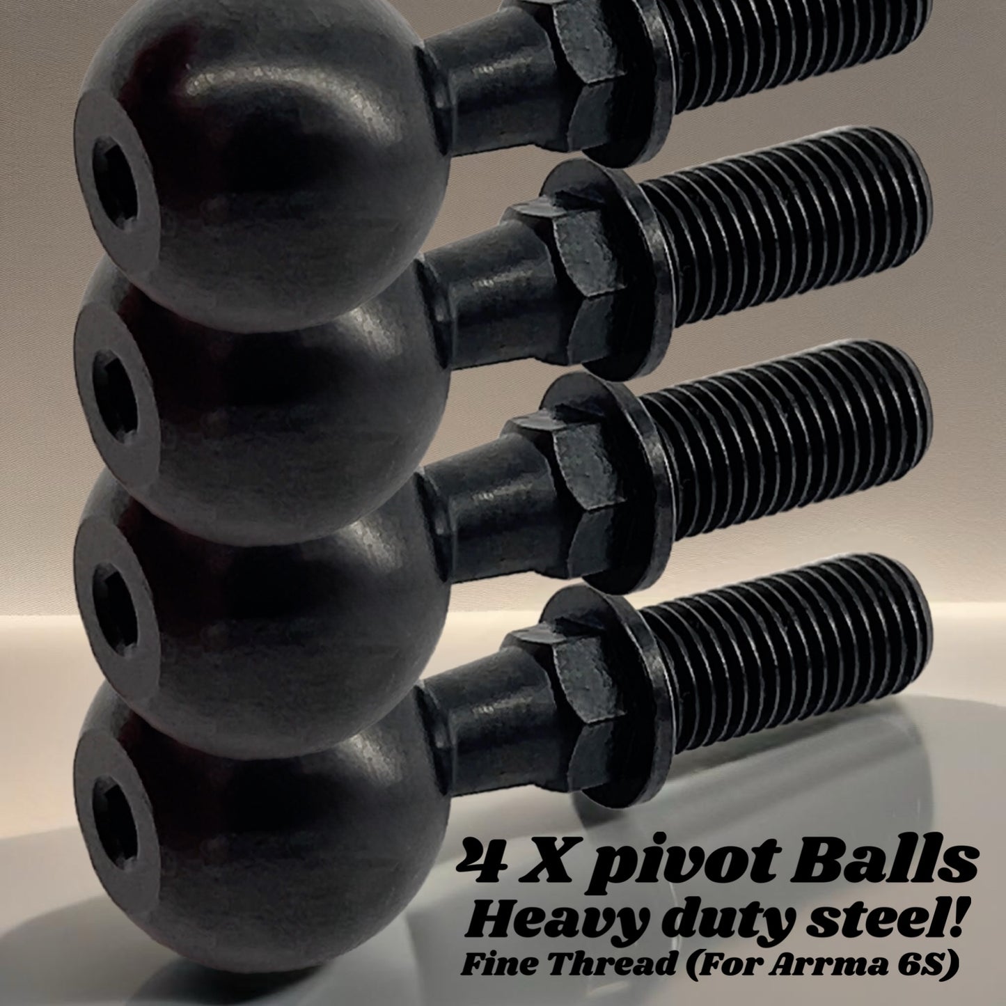 Pivot Ball Set For Arrma 6S Heavy Duty Steel Fine Threads Easy Adjustment