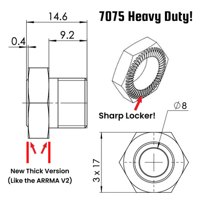 17MM Aluminum Hex Full Kit! For Arrma 6S Heavy Duty 7075