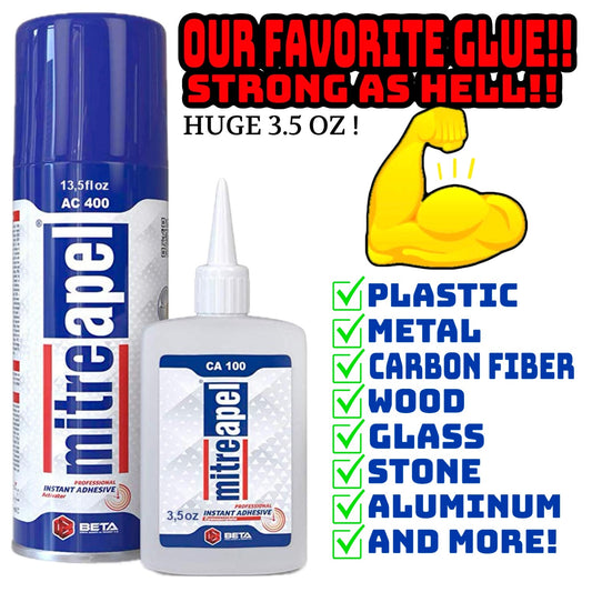MITREAPEL Super CA Glue with Spray Adhesive Activator, 3.5 oz, Easy Bonding, Powerful Professional Adhesive, Quick Cure Time, Clean Application, Compatible With Multiple Materials!