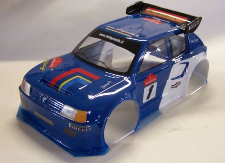 PEUGEOT 205 TURBO 16 1/8 SCALE CLEAR RALLY BODY - 0153